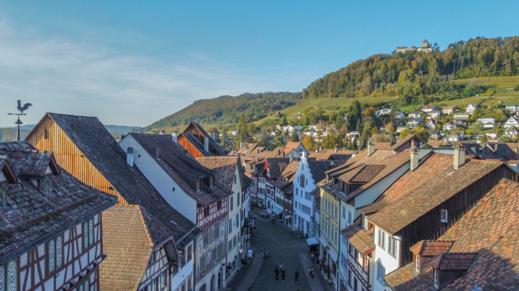 steinamrhein gasse burg hohenklingen stadt oktober spaetherbst